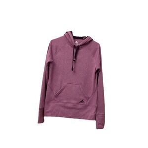 Adidas Womens S Sweatshirt Heathered Purple Pullover Hooded Cowl Neck Thumbholes